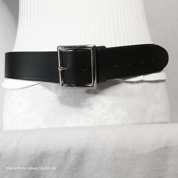 Perfect Fit Black Leather Belt 38 Waist Wide Width - Picture 1 of 12